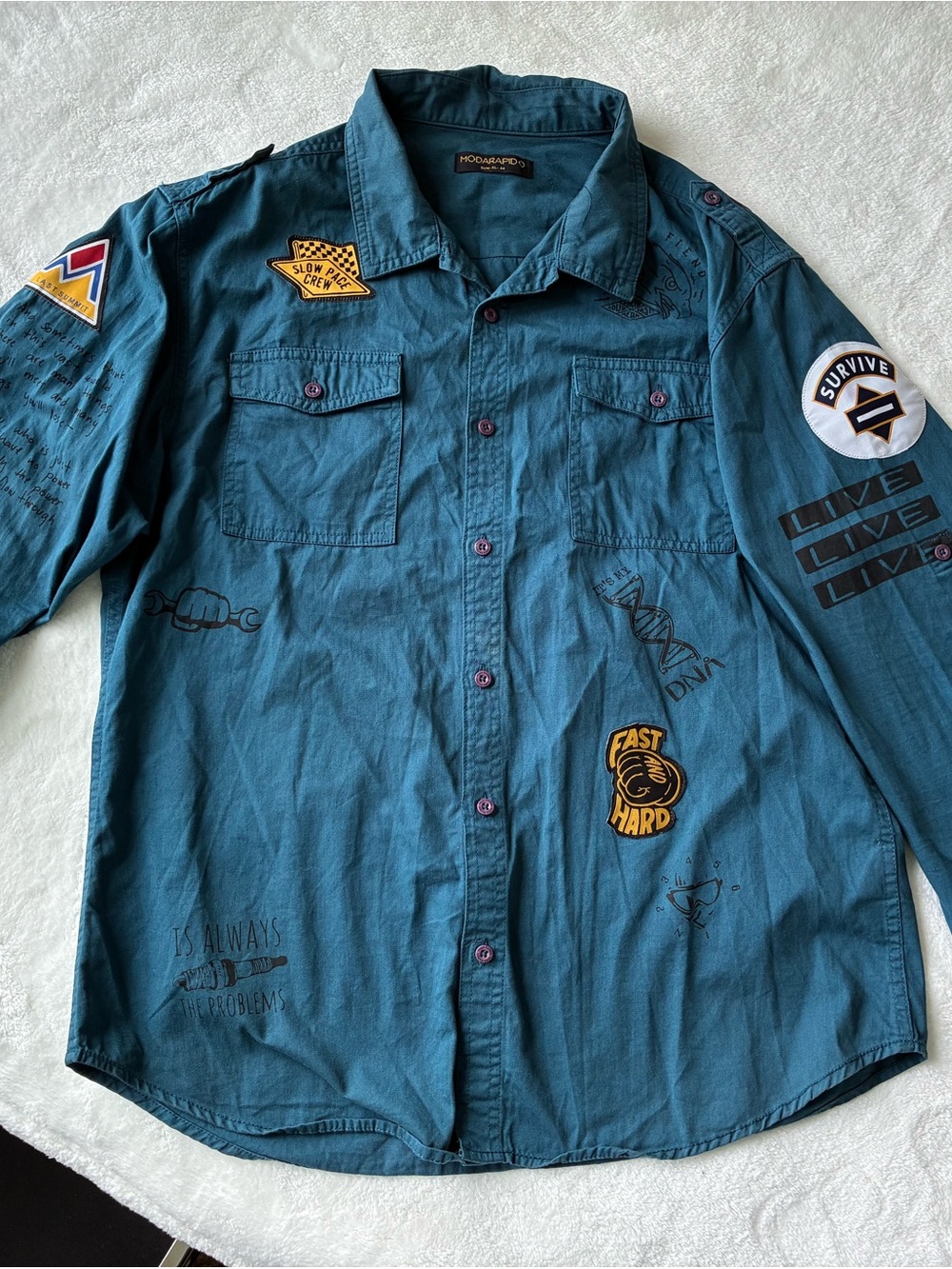Modarapido Teal Button-Up Shirt